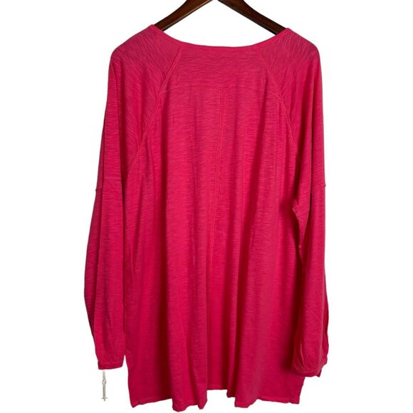 NWT Caslon Relaxed Pink Honey Button Henley Tee Top Long Sleeve Women's Size XXL - Picture 4 of 8